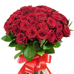 An exquisite, hand-tied collection of sumptuous red roses forms the heart of this arresting bouquet, capturing the romance and distinct elegance for which Grove Park is known. Each rose is at its luscious best-their velvety petals spiraling outward and catching hints of daylight, while their intense crimson fallout is set off by the rich dark green of closely clustered leaves. The effect is intimate yet theatrical, much like the tree-lined vistas near Grove Park station. Carefully gathered stems sit beneath a generous, satin-red ribbon, artfully knotted into a multi-looped bow with graceful streaming tails that suggest festivity and occasion. The bouquet glows with layered tones, its reds shifting in the changing light-ruby, wine, and merlot blending together in homage to timeless traditions of love and devotion. Crafted to evoke joy and anticipation, this bouquet is the quintessential offering for romantic milestones-be that a heartfelt proposal, an anniversary dinner, or a cheerful birthday surprise. The skill required to balance each element is testament to the artistry of Grove Park's local florists, whose work ensures each delivery brings the beauty of the area's gardens directly to your door.